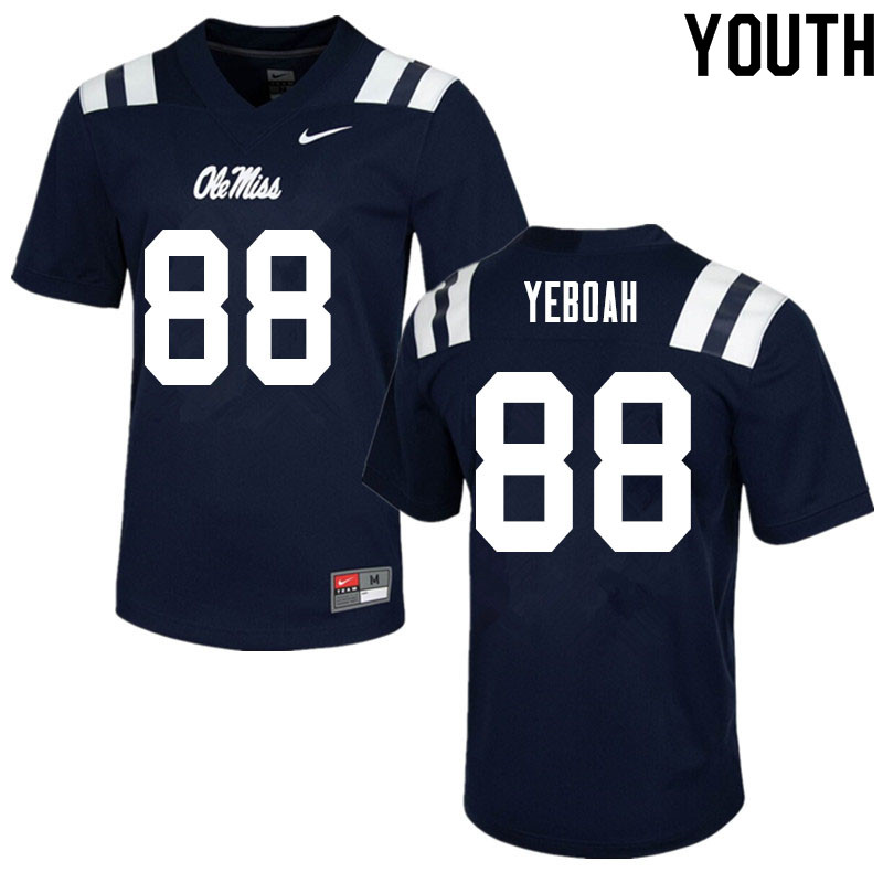 Youth #88 Kenny Yeboah Ole Miss Rebels College Football Jerseys Sale-Navy